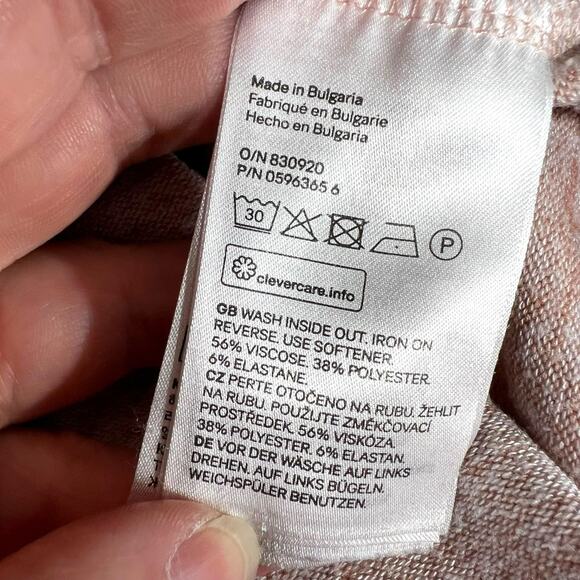 H&M Womens Knit Tunic Sweater Pullover V Neck Long Sleeves Oversized Pink Medium - Picture 9 of 10